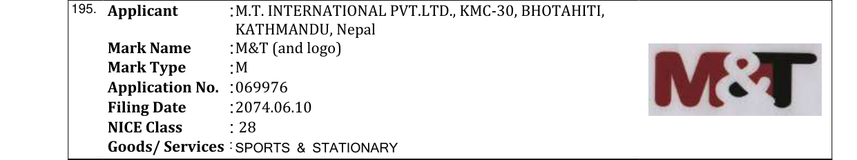 Original bulletin entry for M&T (and logo)
