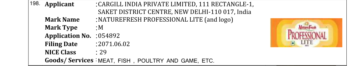 Original bulletin entry for NATUREFRESH PROFESSIONAL LITE (and logo)