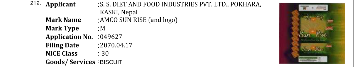 Original bulletin entry for AMCO SUN RISE (and logo)