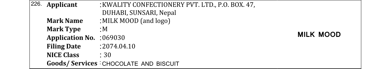 Original bulletin entry for MILK MOOD (and logo)