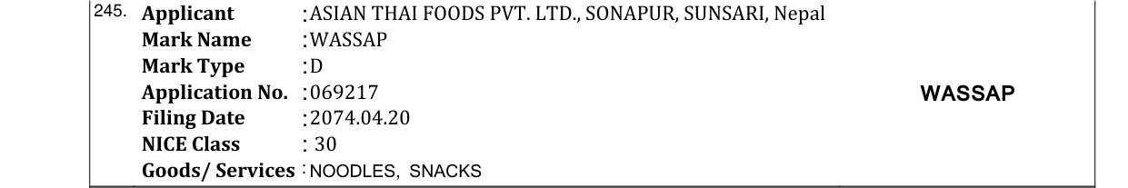Original bulletin entry for WASSAP