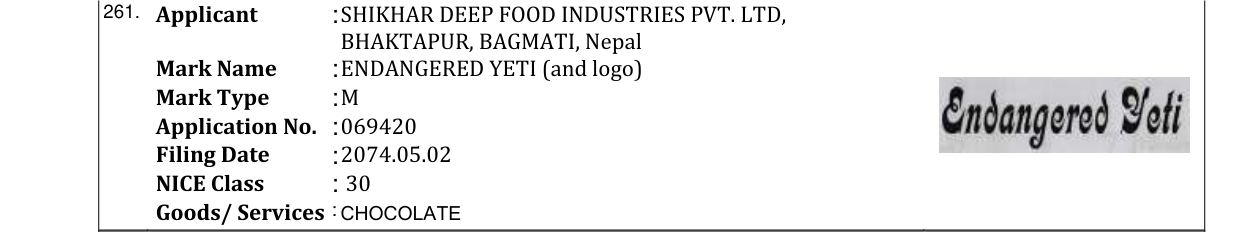Original bulletin entry for ENDANGERED YETI (and logo)