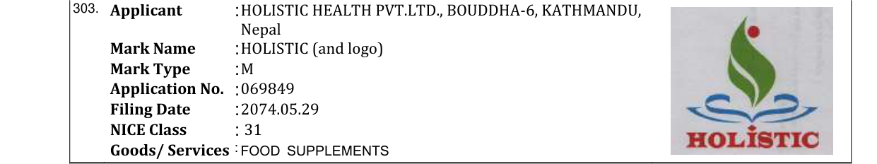 Original bulletin entry for HOLISTIC (and logo)