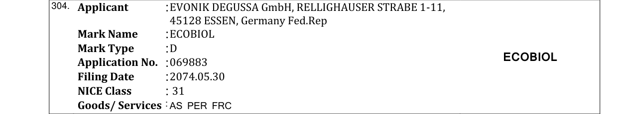 Original bulletin entry for ECOBIOL