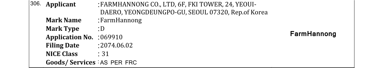 Original bulletin entry for FarmHannong