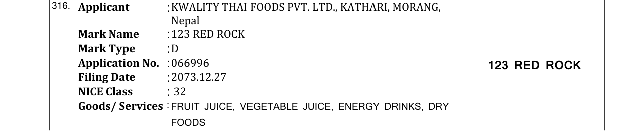 Original bulletin entry for 123 RED ROCK