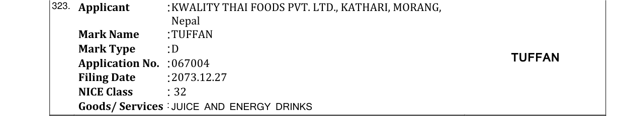 Original bulletin entry for TUFFAN