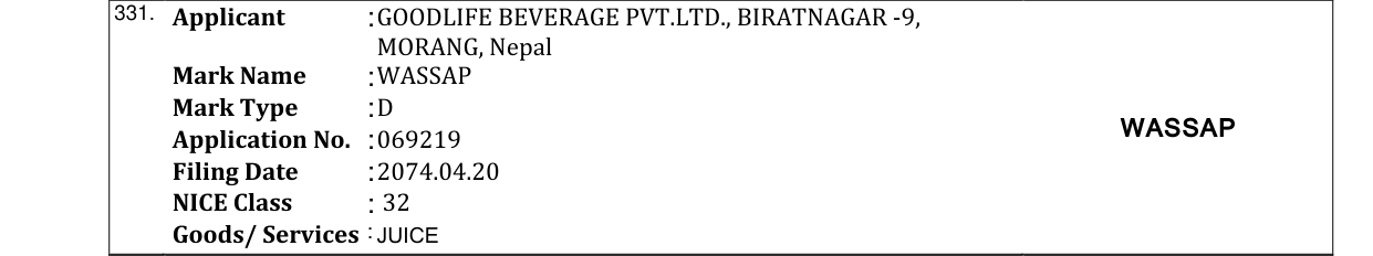 Original bulletin entry for WASSAP