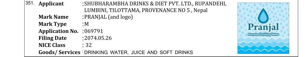 Original bulletin entry for PRANJAL (and logo)