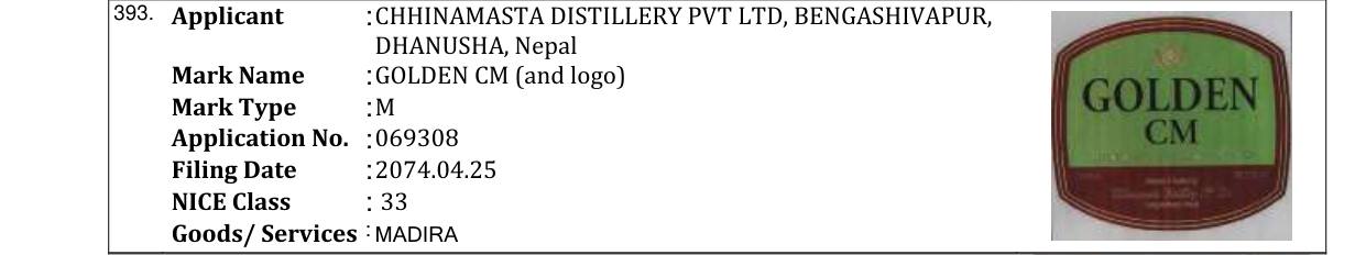 Original bulletin entry for GOLDEN CM (and logo)