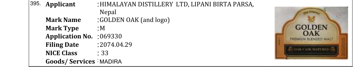 Original bulletin entry for GOLDEN OAK (and logo)