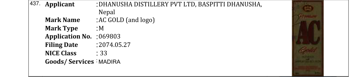 Original bulletin entry for AC GOLD (and logo)