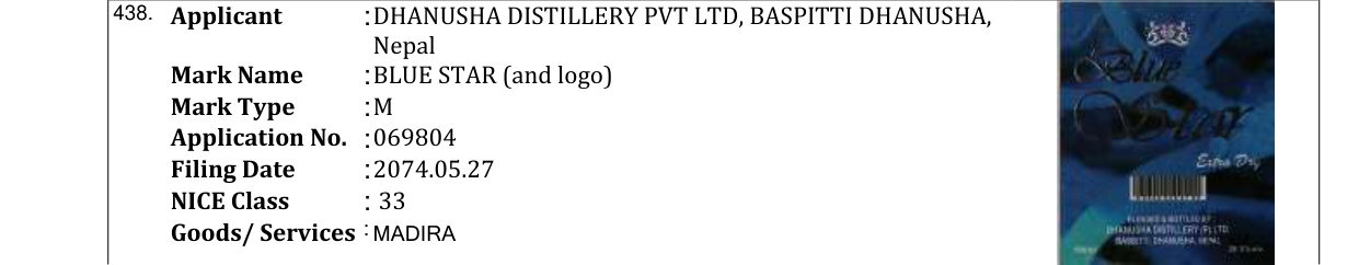 Original bulletin entry for BLUE STAR (and logo)