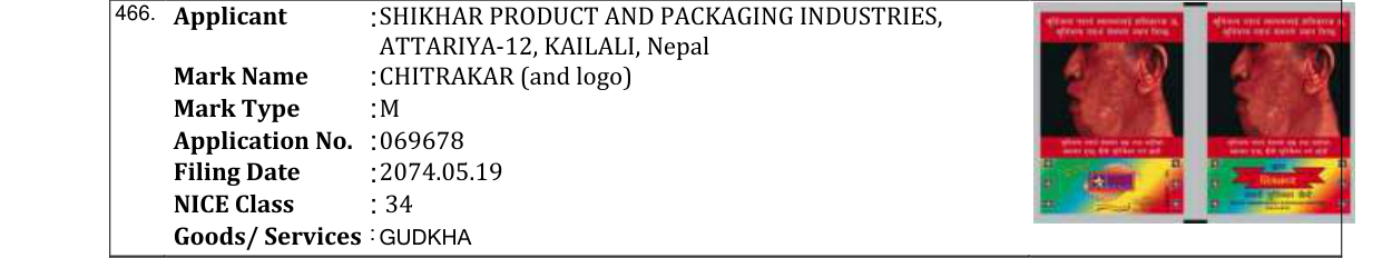 Original bulletin entry for CHITRAKAR (and logo)