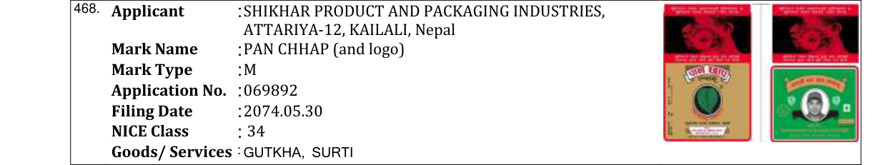 Original bulletin entry for PAN CHHAP (and logo)