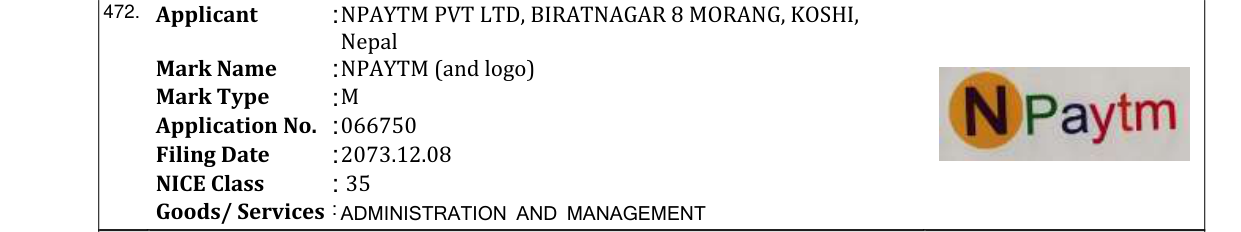 Original bulletin entry for NPAYTM (and logo)
