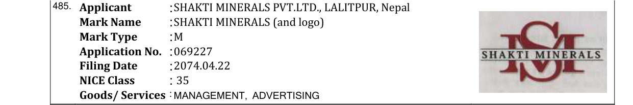 Original bulletin entry for SHAKTI MINERALS (and logo)