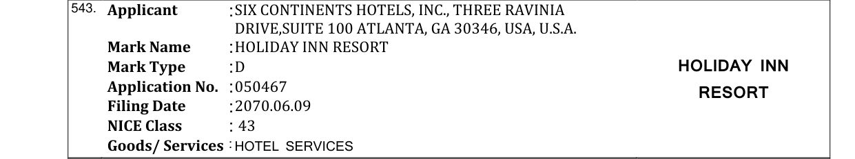 Original bulletin entry for HOLIDAY INN RESORT