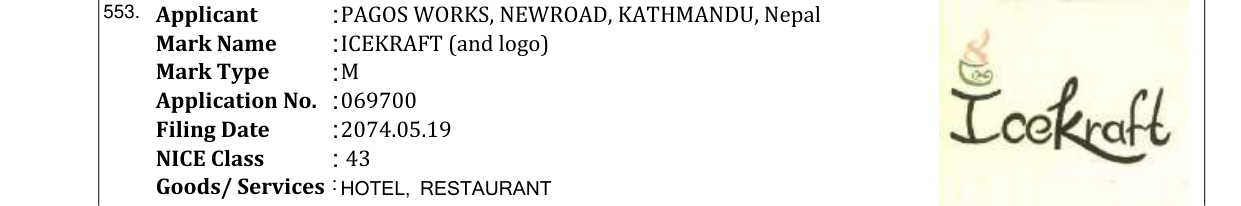 Original bulletin entry for ICEKRAFT (and logo)