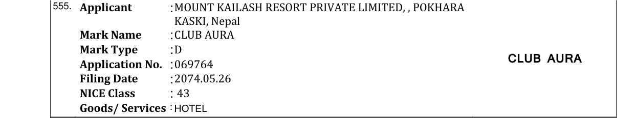 Original bulletin entry for CLUB AURA