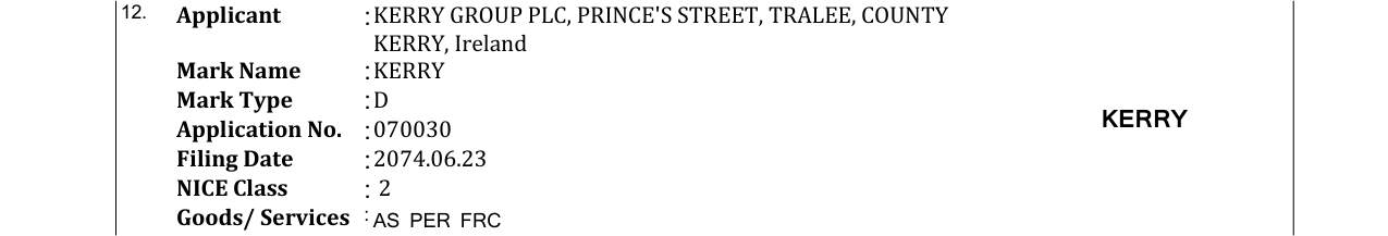Original bulletin entry for KERRY