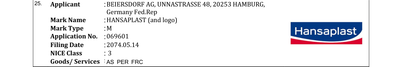 Original bulletin entry for HANSAPLAST (and logo)