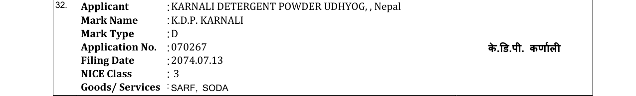 Original bulletin entry for K.D.P. KARNALI