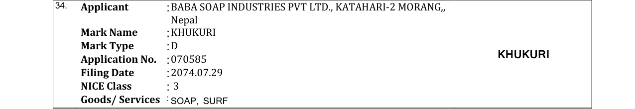 Original bulletin entry for KHUKURI