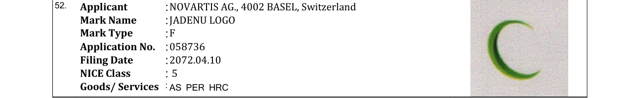 Original bulletin entry for JADENU LOGO