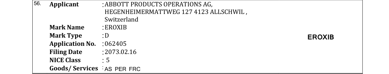 Original bulletin entry for EROXIB
