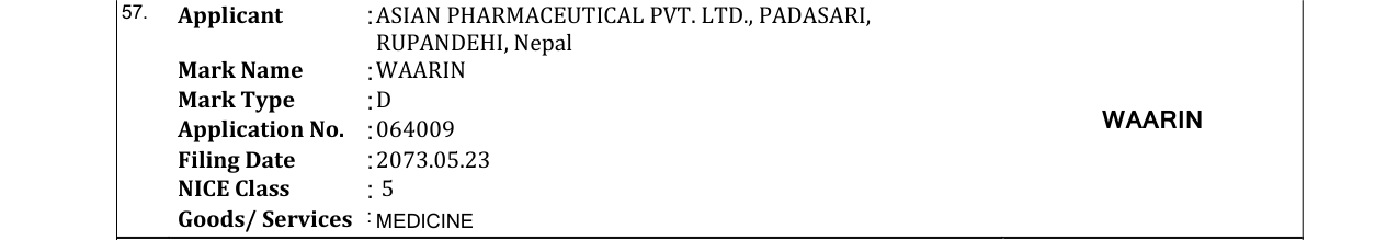 Original bulletin entry for WAARIN