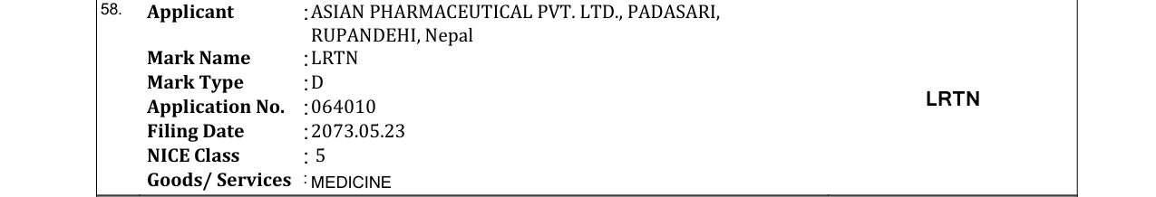 Original bulletin entry for LRTN