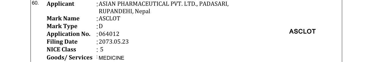 Original bulletin entry for ASCLOT