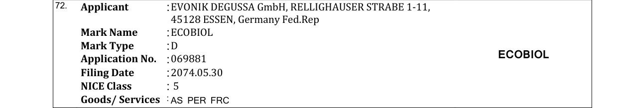 Original bulletin entry for ECOBIOL