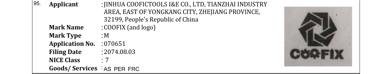 Original bulletin entry for COOFIX (and logo)