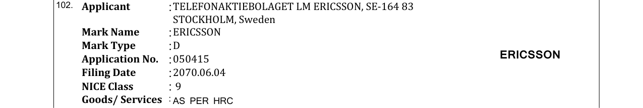 Original bulletin entry for ERICSSON