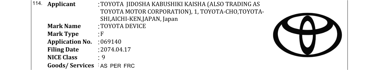 Original bulletin entry for TOYOTA DEVICE