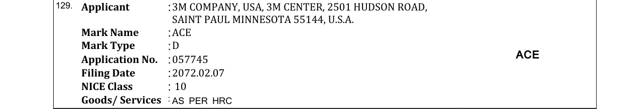 Original bulletin entry for ACE