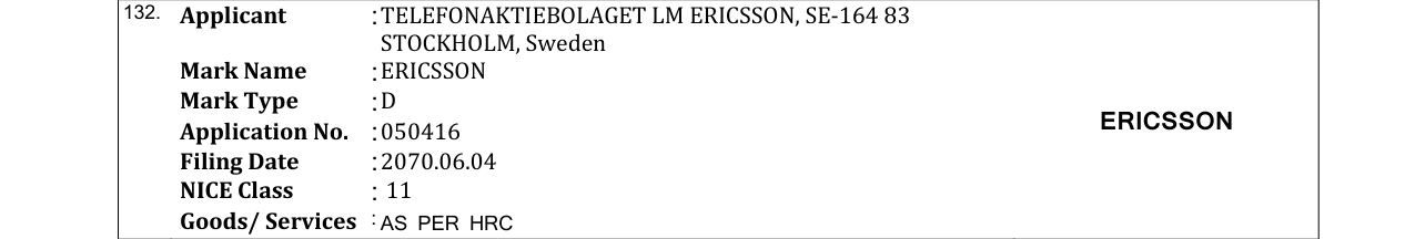 Original bulletin entry for ERICSSON