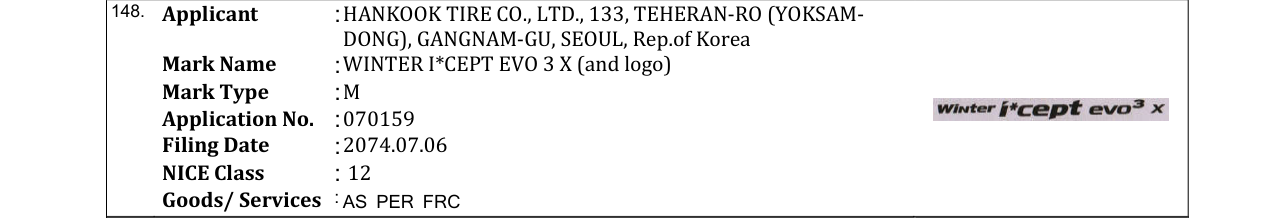 Original bulletin entry for WINTER I*CEPT EVO 3 X (and logo)