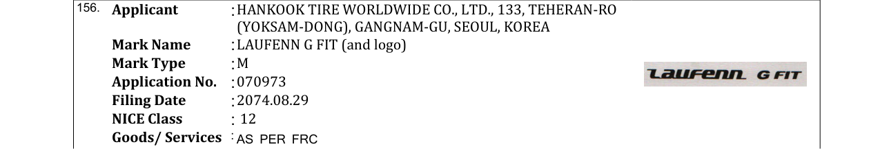 Original bulletin entry for LAUFENN G FIT (and logo)