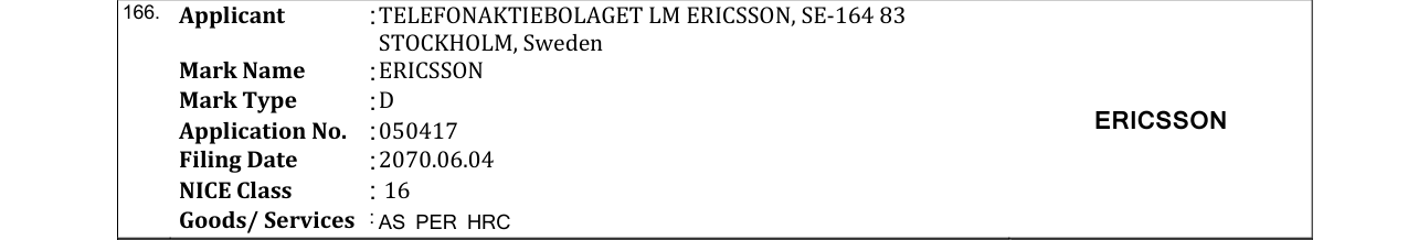 Original bulletin entry for ERICSSON