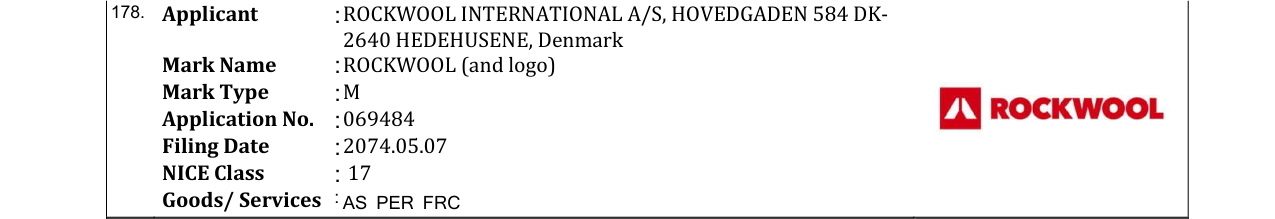 Original bulletin entry for ROCKWOOL (and logo)