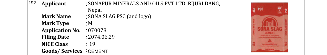 Original bulletin entry for SONA SLAG PSC (and logo)