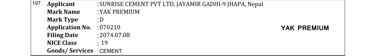 Original bulletin entry for YAK PREMIUM