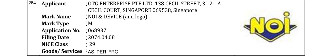 Original bulletin entry for NOI & DEVICE (and logo)