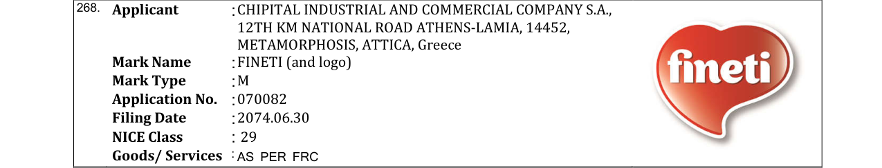 Original bulletin entry for FINETI (and logo)