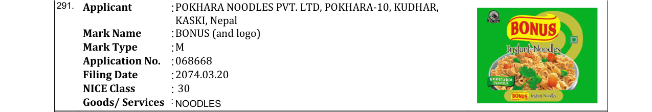 Original bulletin entry for BONUS (and logo)