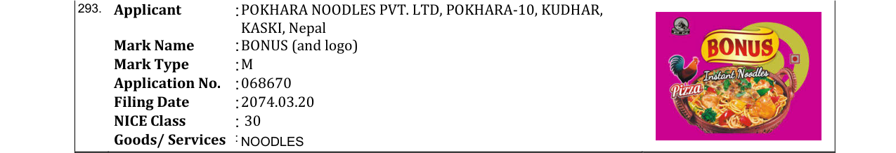 Original bulletin entry for BONUS (and logo)