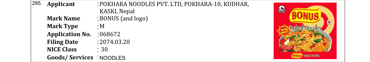 Original bulletin entry for BONUS (and logo)
